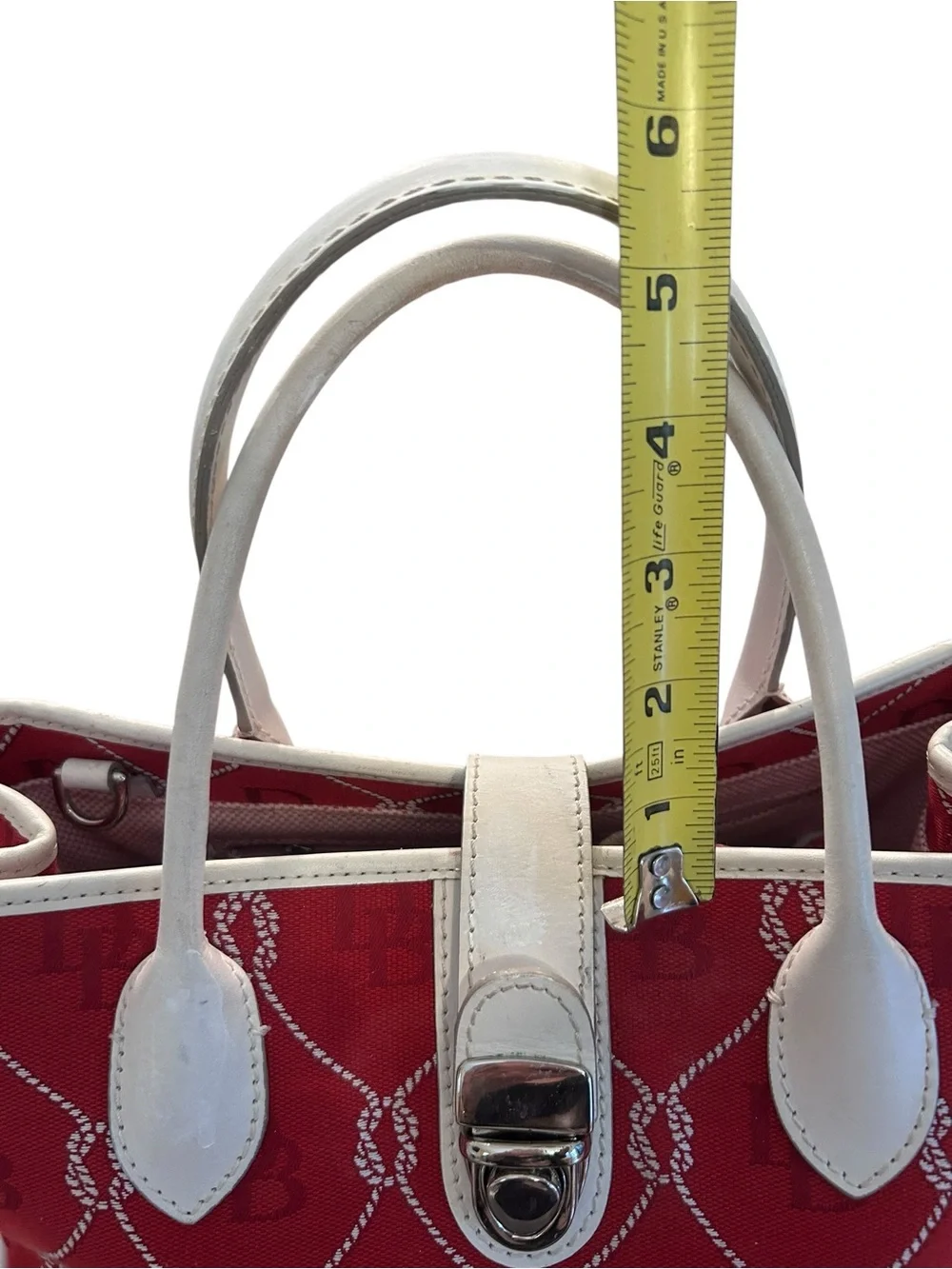Dooney & Bourke Vintage Florentine bag with red canvas and white leather trim